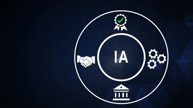 Artificial intelligence ia concept animation with business handshake, and gear workflow for corporate technology and digital transformation projects