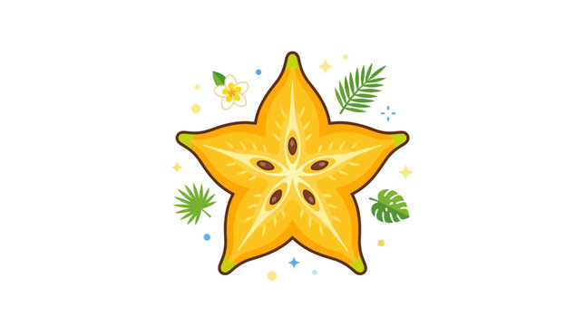 Starfruit, tropical fruit, yellow, vector illustration, healthy food, exotic, carambola