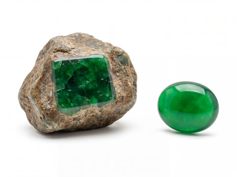 Natural green jade imperial jadeite gemstone faceted and rough chinese lucky gemstone