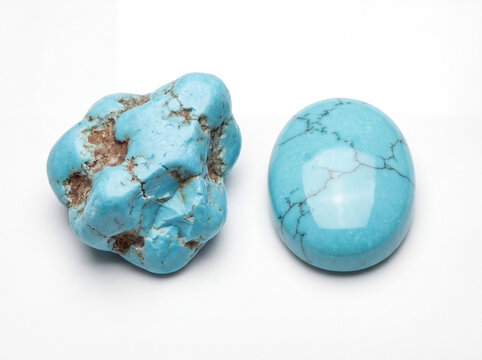 Natural turquoise gemstone polished faceted and rough 