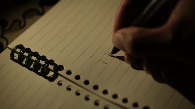 Macro shot of person handwriting the message I love you in a diary