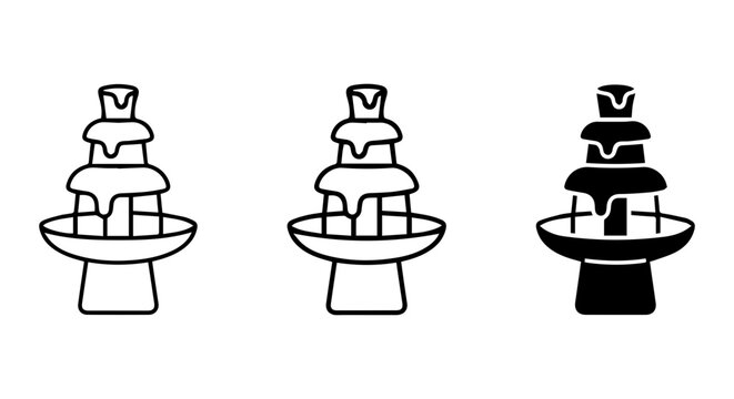 Chocolate Fountain Icons, Dessert Machine Vector Set, Sweet Treat Machine Graphics, Party Food Equipment