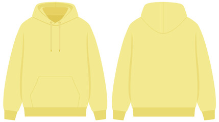 Blank Yellow Hoodie Vector Mockup Front and Back View © GraphicsRF