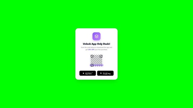 Mobile QR Code Scan App Download Interface Card Minimalist Flat Design Animation Chroma Key Green Screen For Digital Marketing and Business Payment Promotion