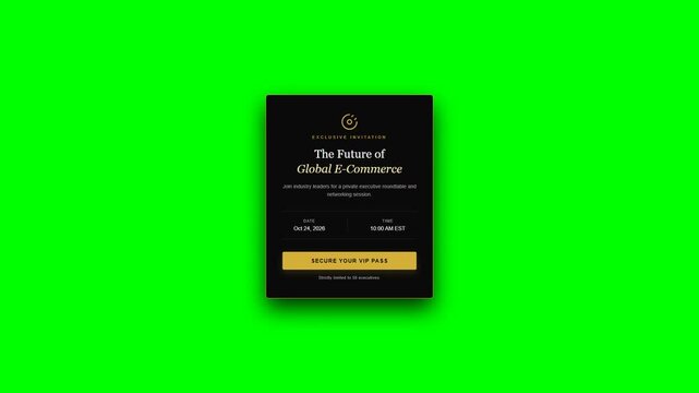 Cryptocurrency Wallet Connection Interface Popup Dark Minimalist UI Motion Graphic Animation on Green Screen Chroma Key for Finance and Blockchain App Compositing