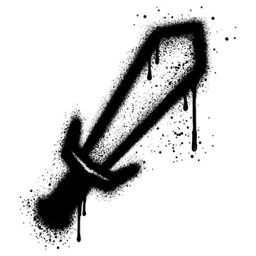 Black fantasy sword in graffiti style with black spray paint.