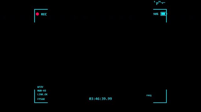bodycam recording screen tech cyan minimalist action camera overlay looping 4K