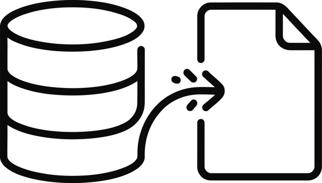 Database to document export icon representing data migration and file conversion.