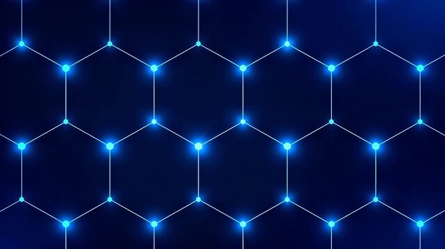 Blue glowing hexagonal network pattern