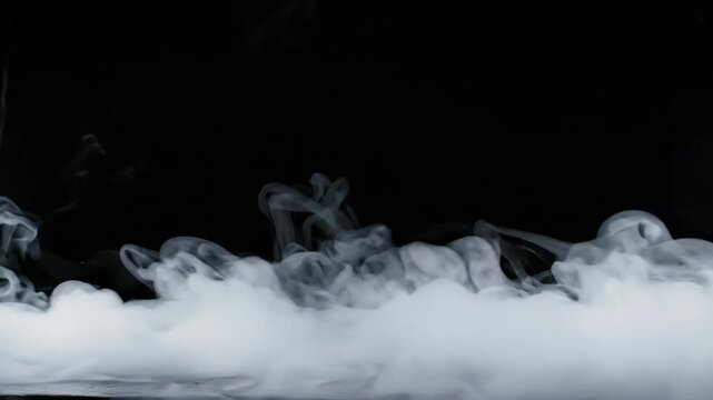 Abstract Dark Background Smoke Mist Vapor Fog Cloud Ethereal White Wispy Tendrils Creating Mysterious Tranquility and Dramatic Atmosphere with Stark Black Contrast for Depth and Wonder