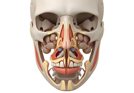 Human Skull Anatomy Model, Detailed Facial Structure, Medical Illustration