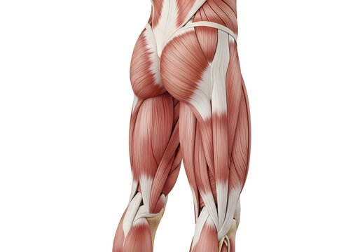 Human leg muscles anatomy illustration, detailed muscular structure