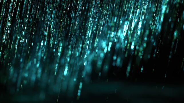 Abstract digital rain with binary code