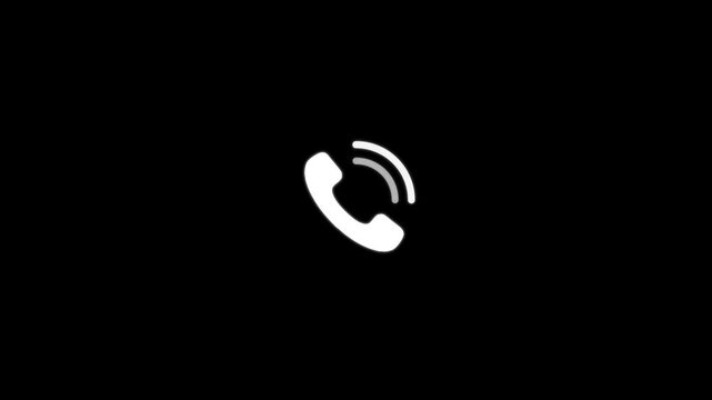 Smart phone call ring icon animation with isolated a black background animation.