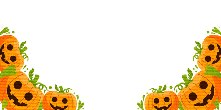 bottom corner borders made of spooky pumpkins and leaves