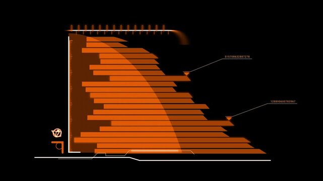 HUD data technology text UI digital infographic elements. Orage Abstract digital interface with glowing elements lines hud gadgets. Animated gadgets with hud elements.