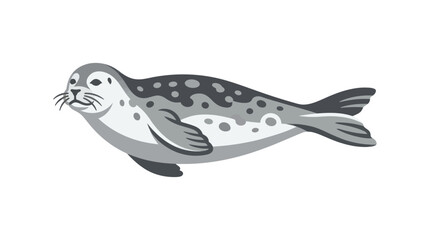 Gray Spotted Cartoon Seal Swimming. © Bilal