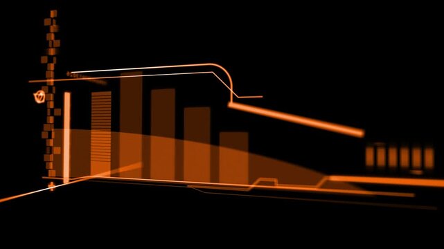 Orage Abstract digital interface with glowing elements lines hud gadgets. Animated gadgets with hud elements HUD data technology text UI digital infographic elements