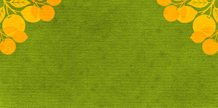 green textured background framed with orange pumpkins upper border