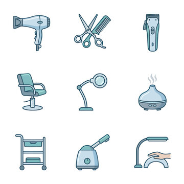 Hair salon tools and equipment.
