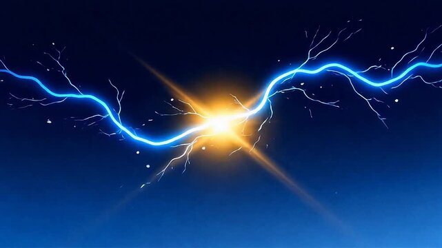 Blue lightning in night sky