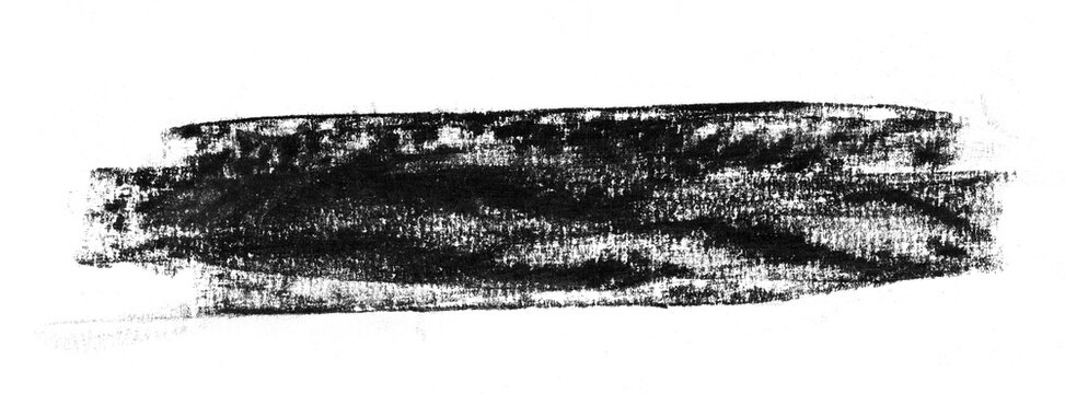 Natural graphite brush stroke with distressed texture isolated on transparent background