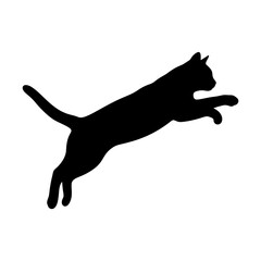 Black cat silhouette, jumping feline icon, animal shape, pet design element silhouette © MD. SAIFUL