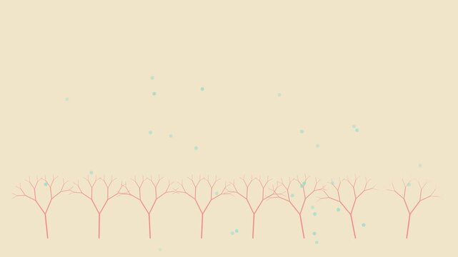 Minimalist abstract forest animation with floating particles and growing tree structures 4k trees