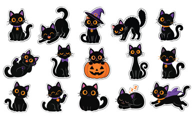 Halloween cat sticker collection  © Md Shaikot