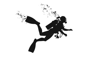 Scuba diver in deep sea. © Siti