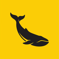 Minimalist Whale Silhouette on Vibrant Yellow Background. © putri