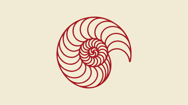 Nautilus Shell Golden Ratio Fibonacci Spiral Minimalist Line Art.