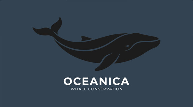 Oceanica Whale Conservation Logo with Dark Whale.