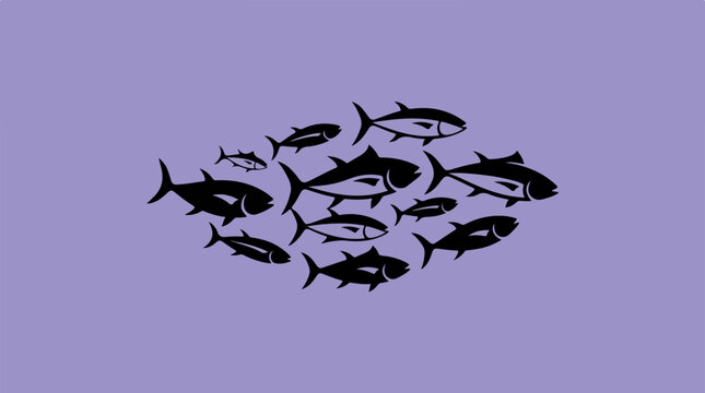 School of fish swimming together in a group.