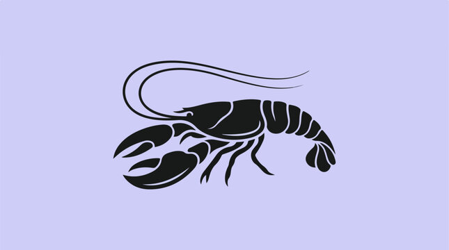 Silhouette of a Lobster on a Light Blue Background.