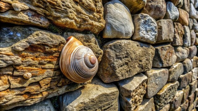 Old wall of stone shell rock of arbitrary shape isolated image