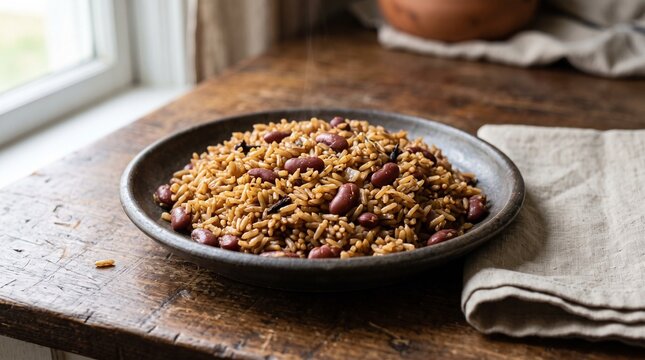 Traditional Haitian Diri ak Pwa Rice and Beans