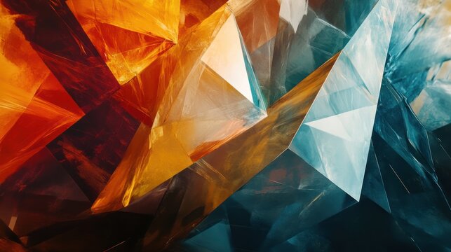 Abstract crystal formations, vibrant colors, light interplay, background texture, design use