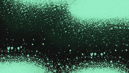 Green mint spray paint splatter texture on black background for street art © Arthapicture