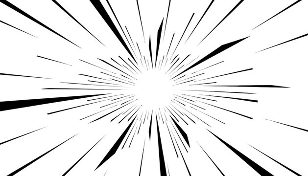 Black and white radial speed lines action effect