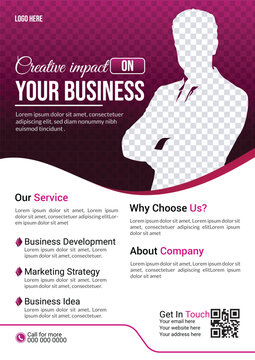 Pink Business Flyer with Businessman Silhouette impact