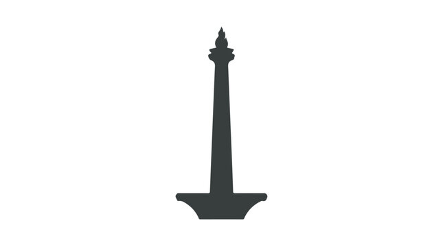 Simple silhouette vector icon of Monumen Nasional, a famous landmark in Jakarta, Indonesia.