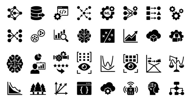 Machine learning and data science icon collection