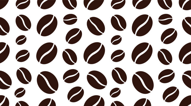 Seamless pattern of roasted dark coffee beans arranged in a repetitive simple design