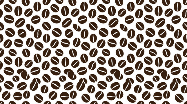 Seamless pattern of roasted coffee beans in a hand drawn sketch style for cafe design