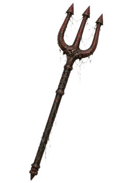 Devil trident isolated on white, Halloween decor element