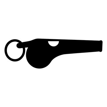 Black referee whistle with loop handle - A sleek black sports referee whistle featuring a loop handle, ready for use in games and events.