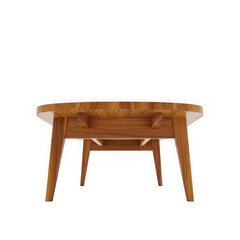Fototapeta premium A mid-century modern wooden coffee table isolated against a white background.