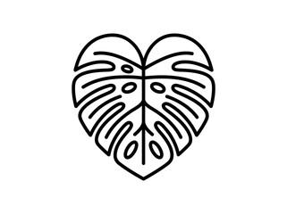 Monstera Deliciosa Heart Leaf Line Art Botanical Vector Illustration © einikasu