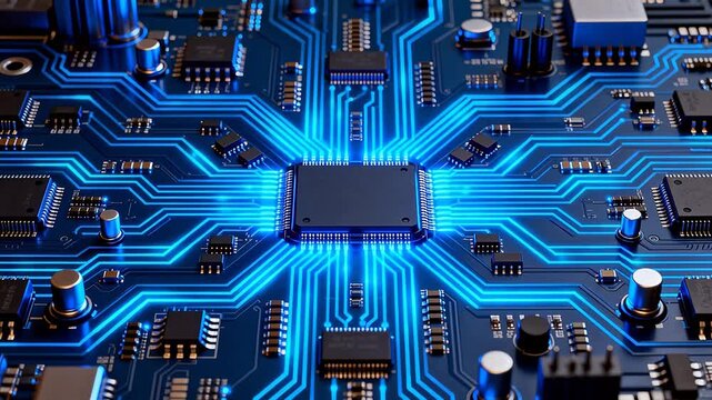 Closeup of illuminated circuit board